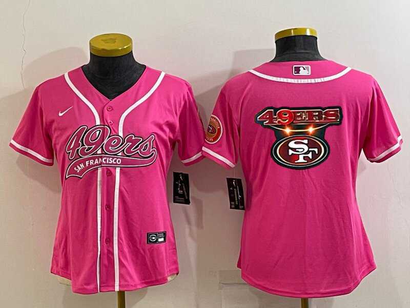 Women%27s San Francisco 49ers Pink Team Big Logo With Patch Cool Base Stitched Baseball Jersey